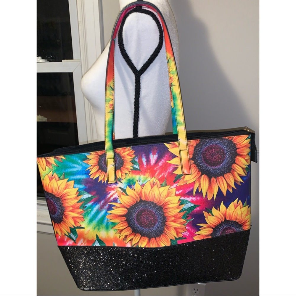 Rainbow Tie-Dye Sunflower Tote & Wallet 🌻